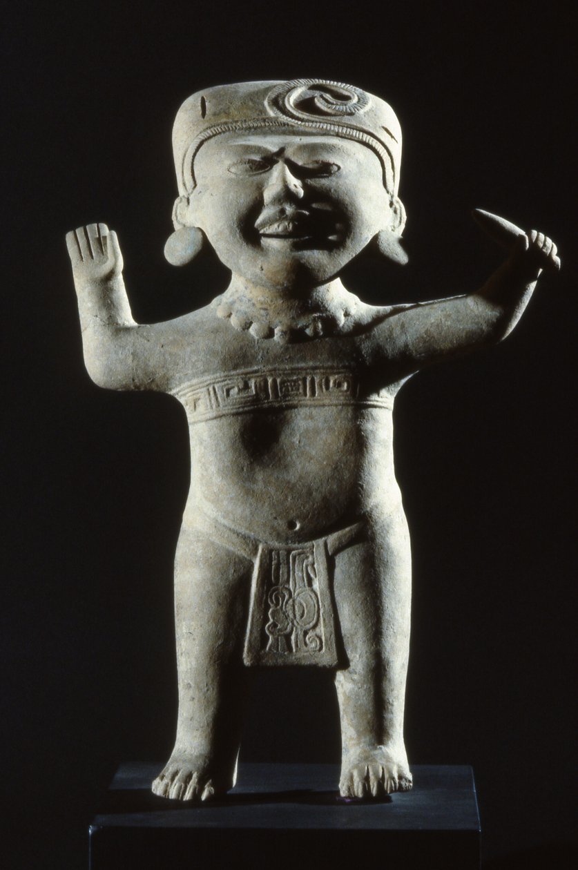 Totonac-statuette med et smilende ansigt, fra staten Veracruz, sen klassisk periode af Pre Columbian