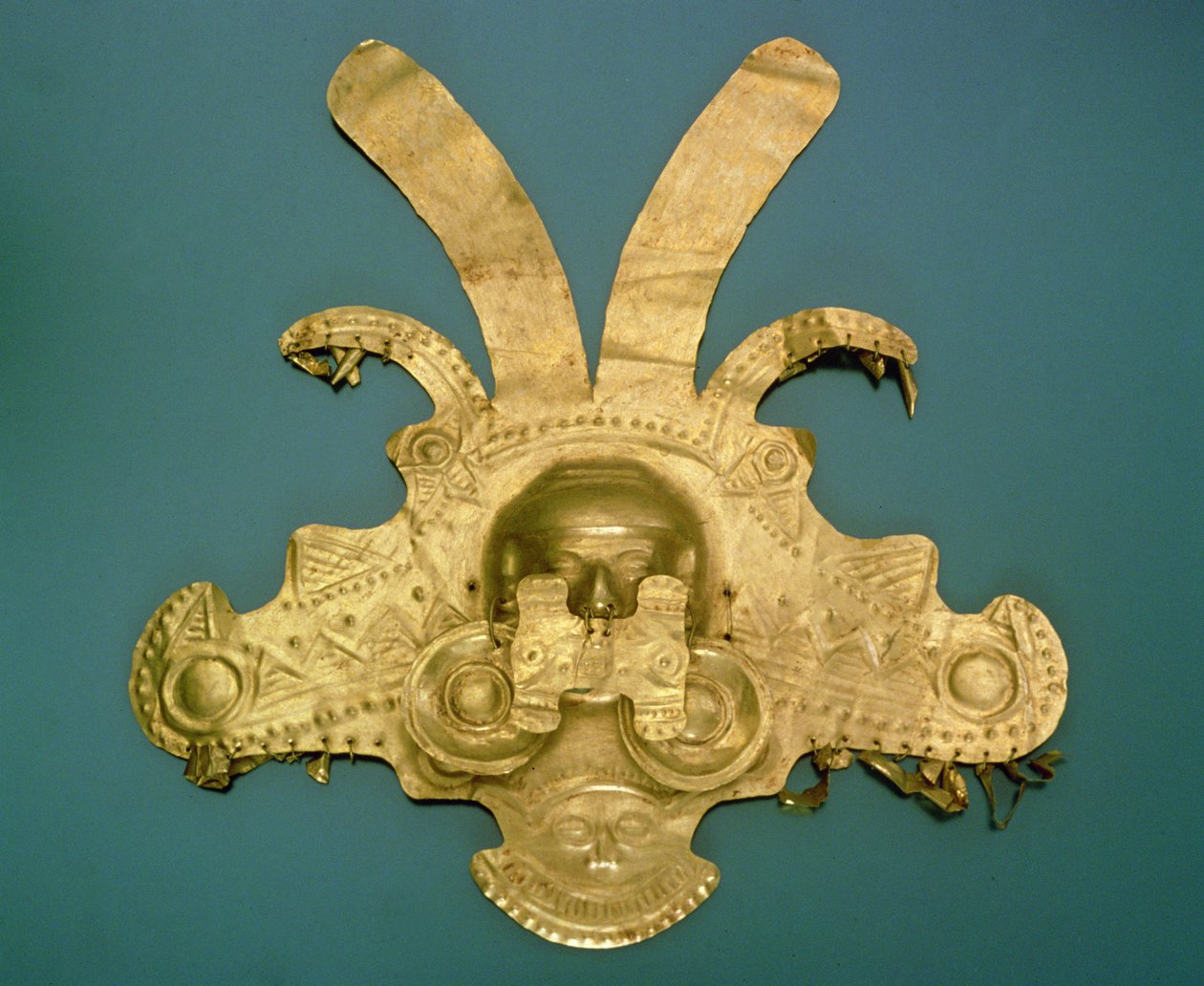 Tidlig Calima diadem (skåret og hamret guld) af Pre Columbian