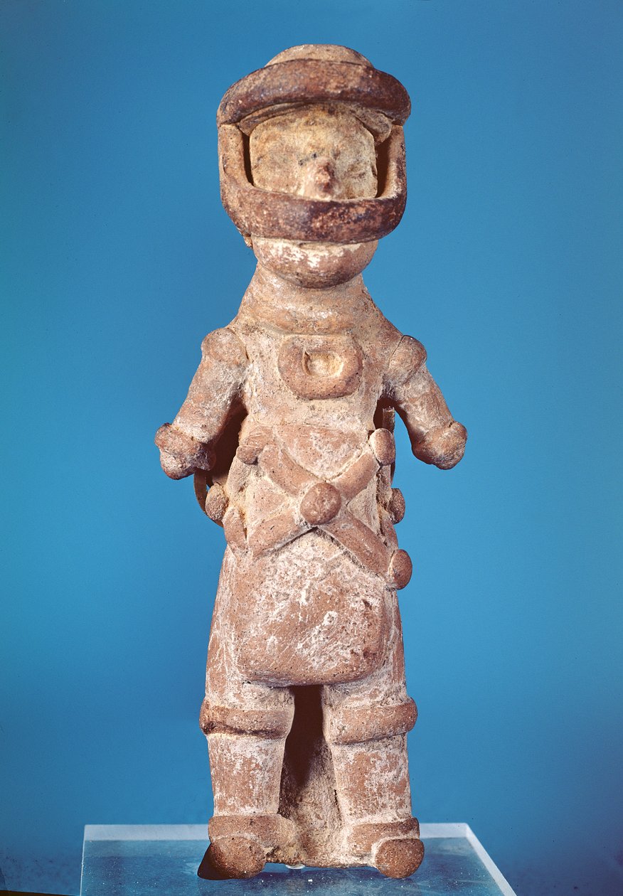 Figur af en tlachtli-spiller, fra Tlatilco, Pre-Classic Period (terracotta) af Pre Columbian