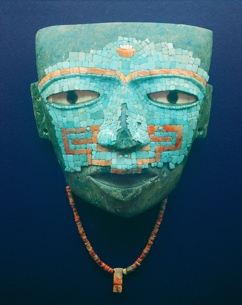 Begravelsesmaske fra Teotihuacan (sten, turkis, obsidian og skal) af Pre Columbian