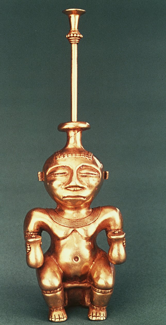 Limebeholder af støbt guld, Quimbaya af Pre Columbian