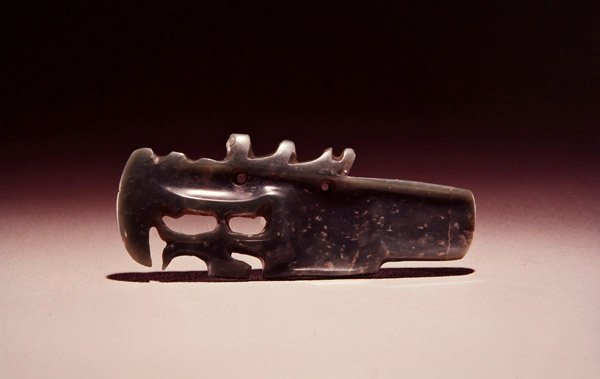 Fuglemonster, fra Guacimo, Linea Vieja-området (gennemskinnelig blågrøn jade) af Pre Columbian Pre Columbian
