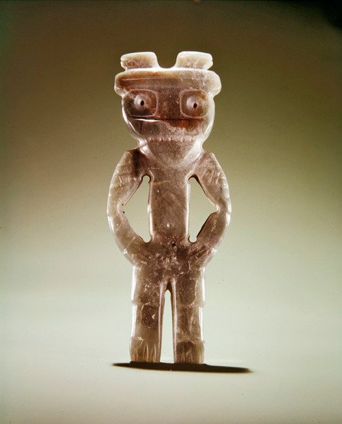 Figurvedhæng, fra Guacimo, Linea Vieja-området (gennemskinnelig fint året havgrøn jade) af Pre Columbian Pre Columbian