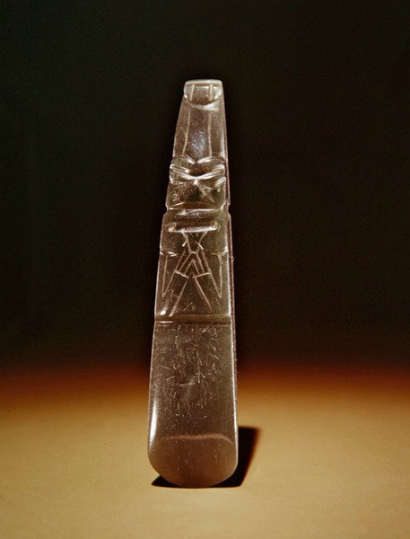 Olmecoid celt, fra Guacimo, Linea Vieja-området (gennemskinnelig havgrøn jade) af Pre Columbian Pre Columbian