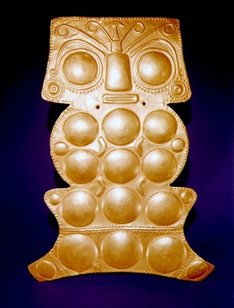 Pectoral fra udløbet af Sinu-floden, muligvis Calima-stil (guld) af Pre Columbian Pre Columbian