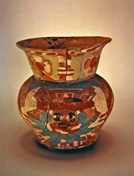 Dekoreret vase, Teotihuacan Culture (keramik) af Pre Columbian Pre Columbian