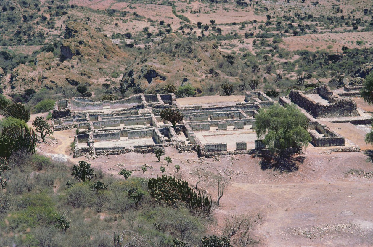 Luftfoto af byen, sen post-klassisk periode af Pre Columbian