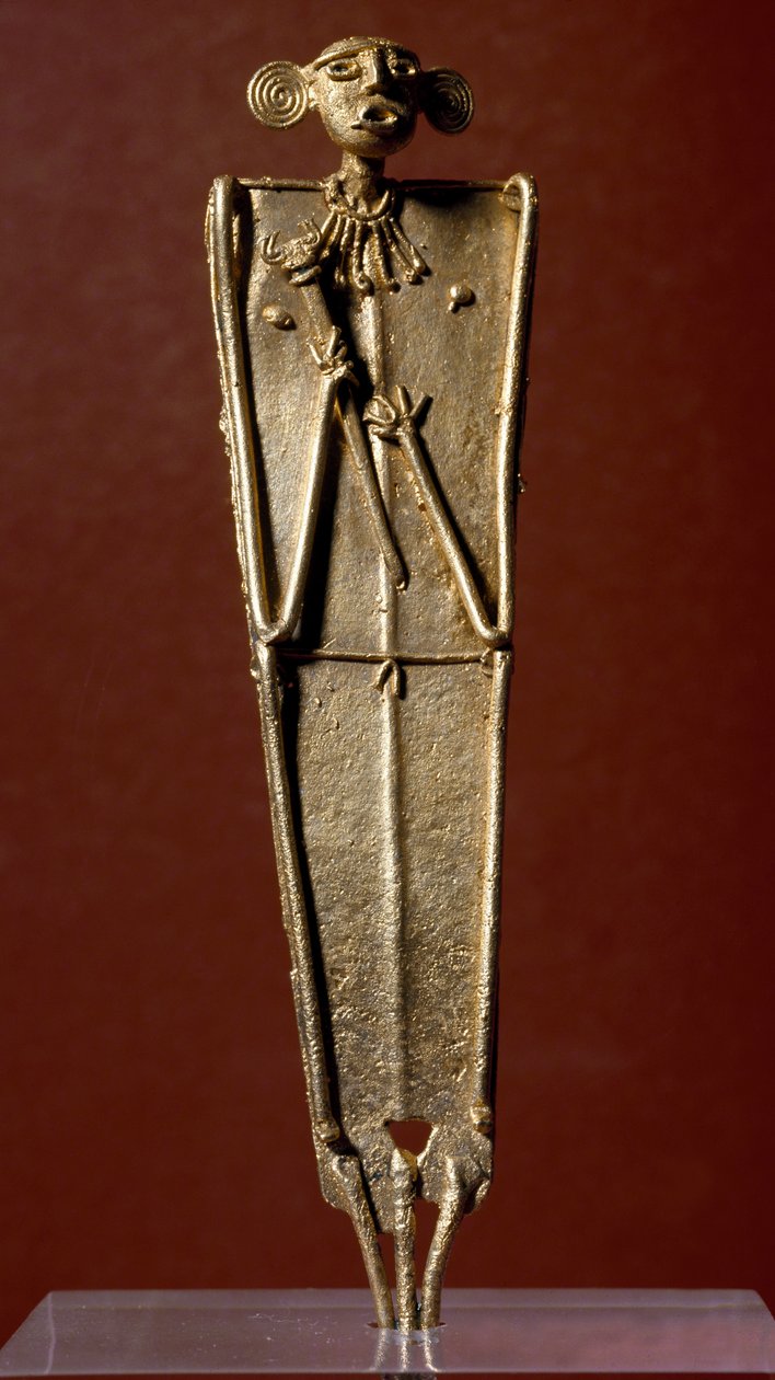 Før colombiansk kunst, Muisca civilisation: statuette af kvinde (Tango) i guld. 15.-17. århundrede. Bogota, Museo de Oro, Colombia af Pre Columbian