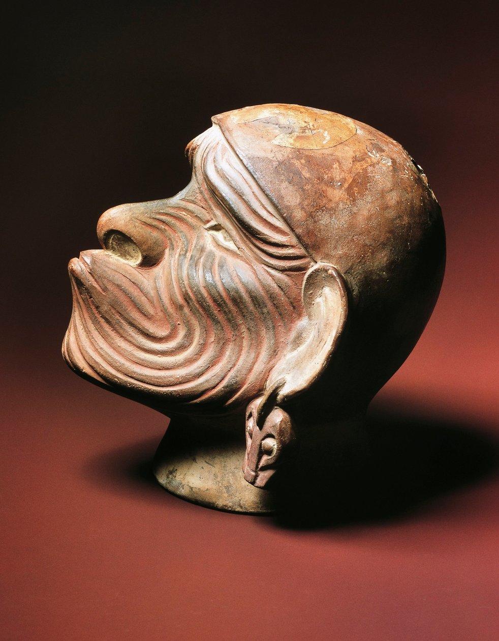 Maskulint hoved fra Trujillo, Moche-kultur, præcolumbiansk civilisation, 4-9. århundrede (foto) af Pre Columbian Pre Columbian