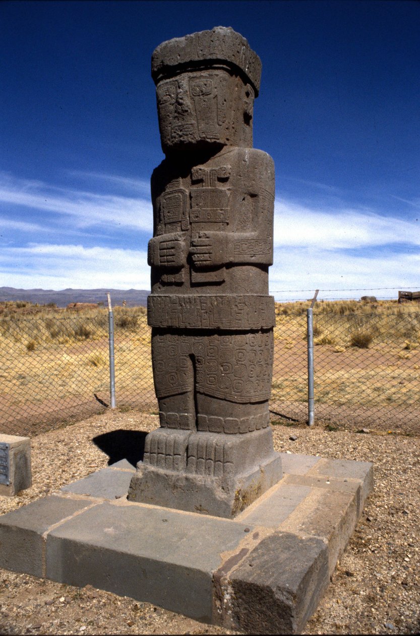 Det præcolumbianske arkæologiske sted Tiahuanaco, Bolivia. af Pre Columbian Pre Columbian