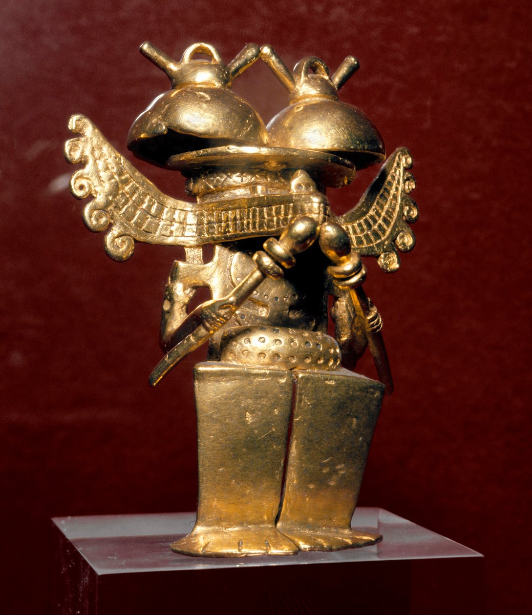 Før colombiansk kunst, Quimbaya civilisation (Colombia): antropomorf statuette i guld. 400-1400 e.Kr. Madrid, Museo de America af Pre Columbian Pre Columbian