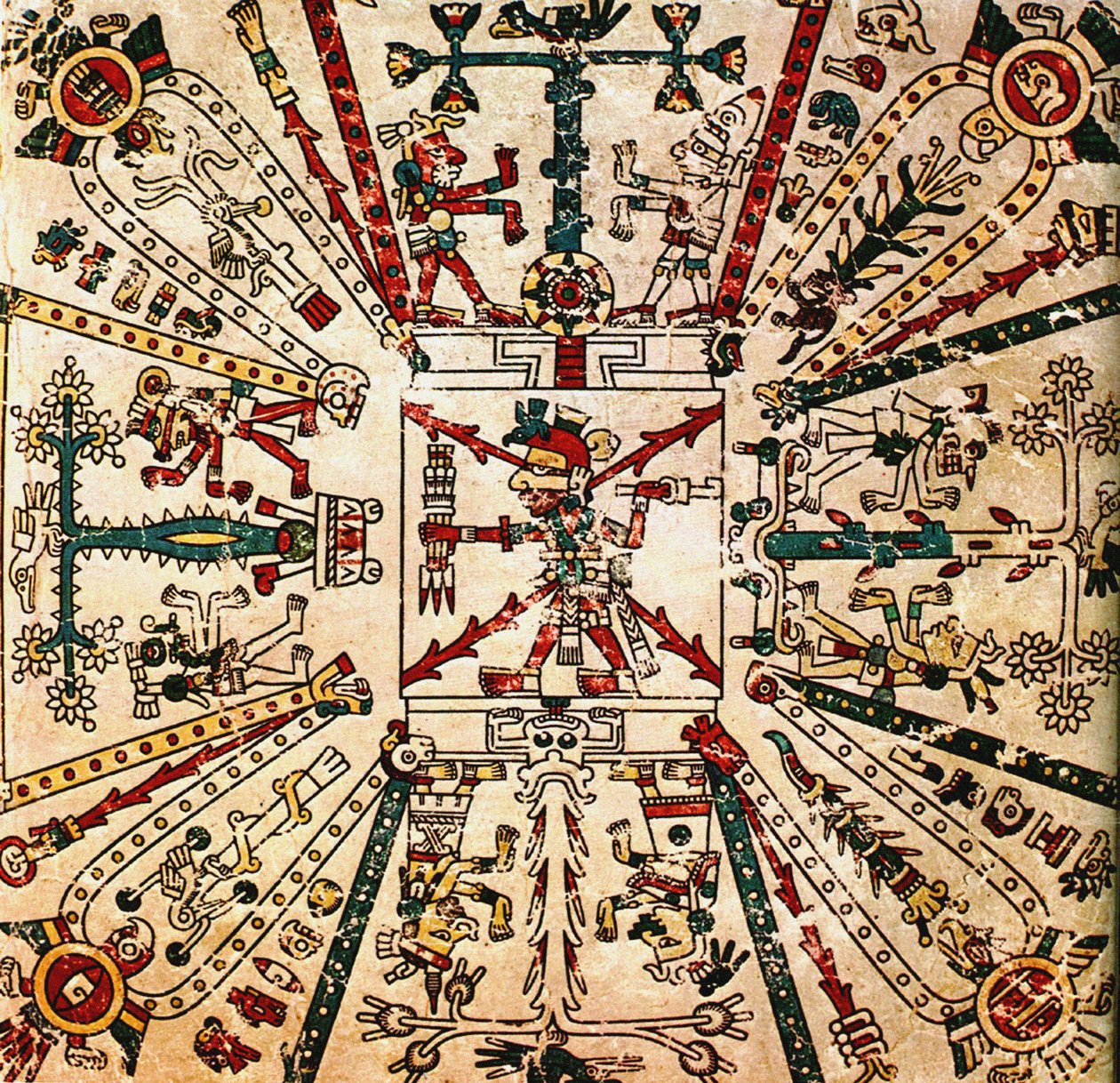 Aztekisk gud Xiuhtecuhtli. Codex Fejérváry-Mayer, 1400-tallet af Pre Columbian art