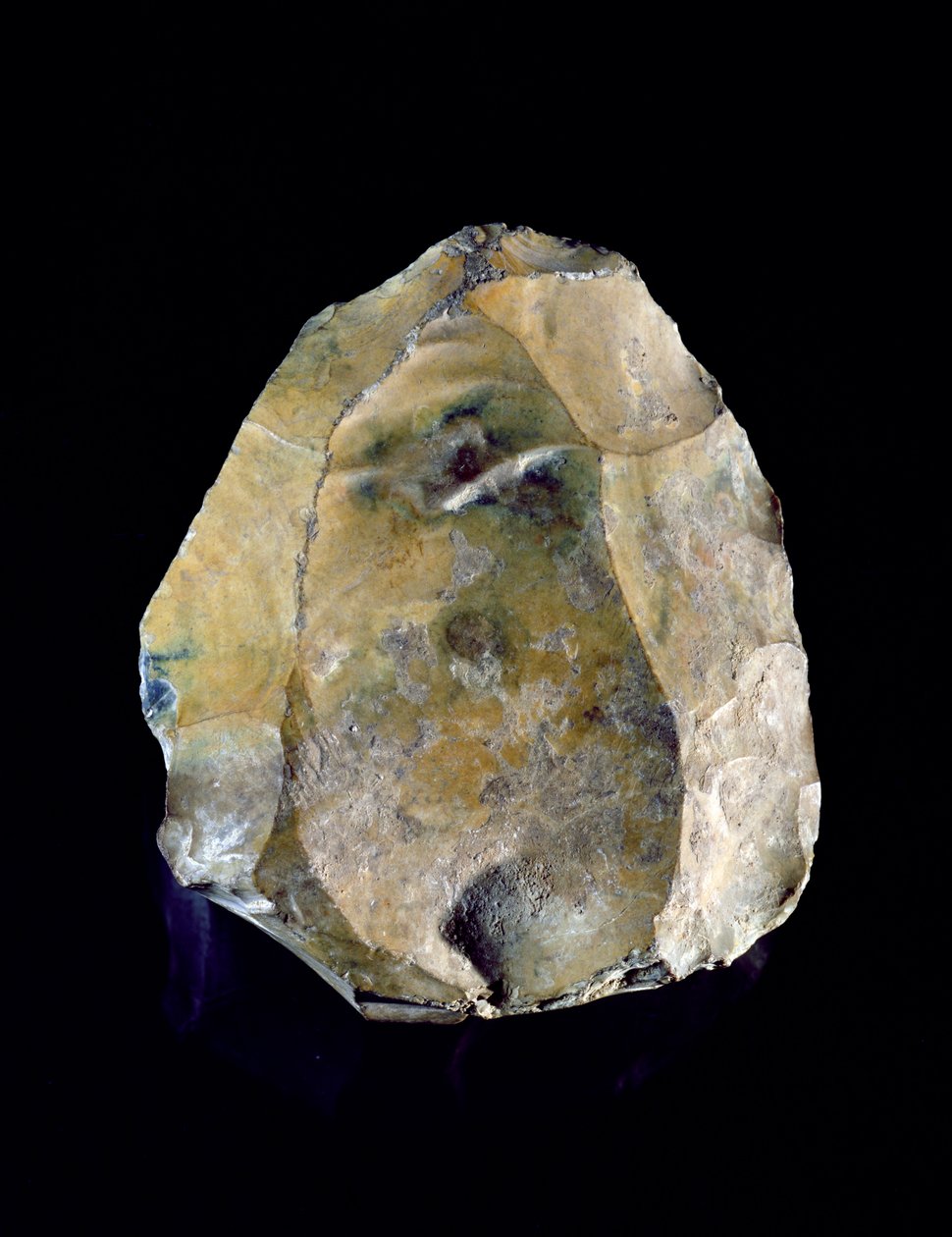 Kernesten, brugt til fremstilling af værktøj, ca. 250000 f.Kr. (flint) af Prehistoric