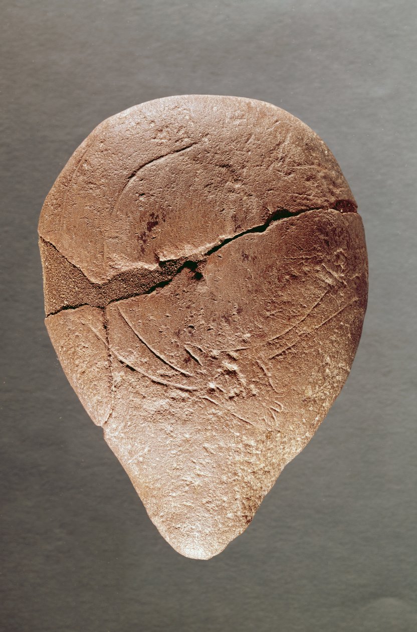 Lampe dekoreret med en stenbuk, fra Dordogne, ca. 12000 f.Kr af Prehistoric