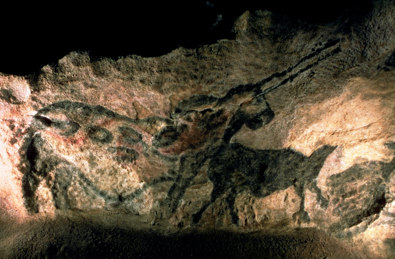 Klippemaleri af et horndyr, ca. 17000 f.Kr. (hulemaleri) af Prehistoric