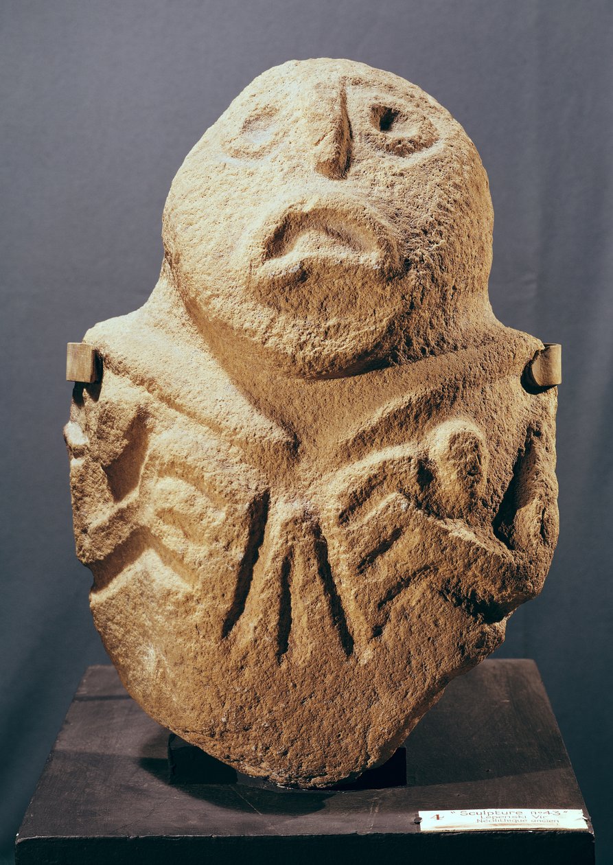 Skulptur nr.43, fra Lepenski Vir, Jugoslavien, ca.6000 f.Kr. (sandsten) af Prehistoric