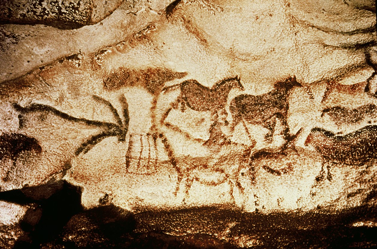 Heste og hjorte fra hulerne ved Altamira, ca. 15000 f.Kr. (hulemaleri) af Prehistoric