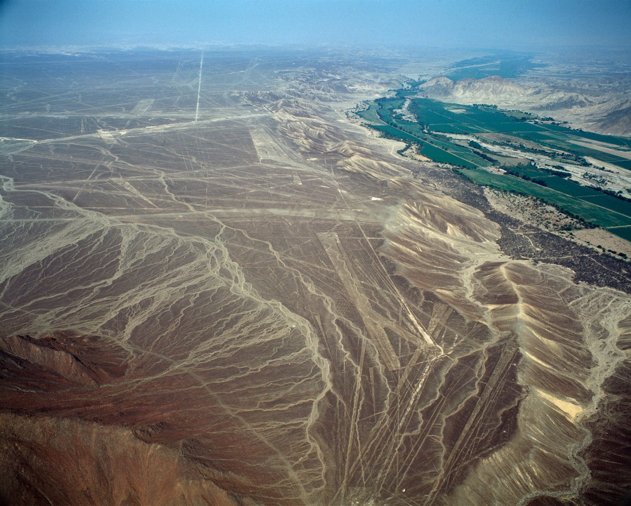 Luftfoto af Nazca-linjerne, der repræsenterer en fuglefigur (fotografi af Prehistoric Prehistoric