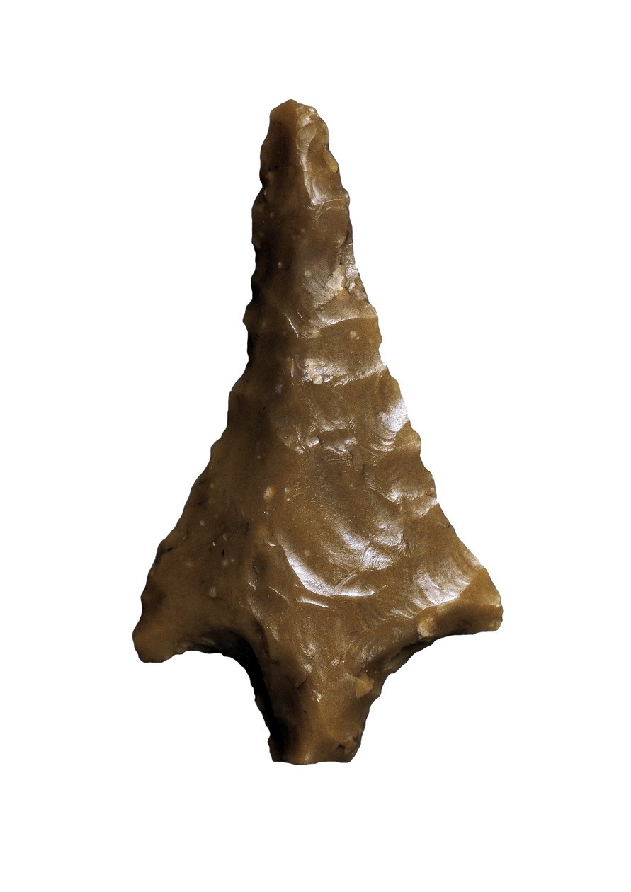 Forhistoriens pilepunkt (Øvre Paleolithic - Solutreen). er hjemmehørende i Velez Blanco, hulen i Ambrosio Barcelona (knogle) af Prehistoric Prehistoric