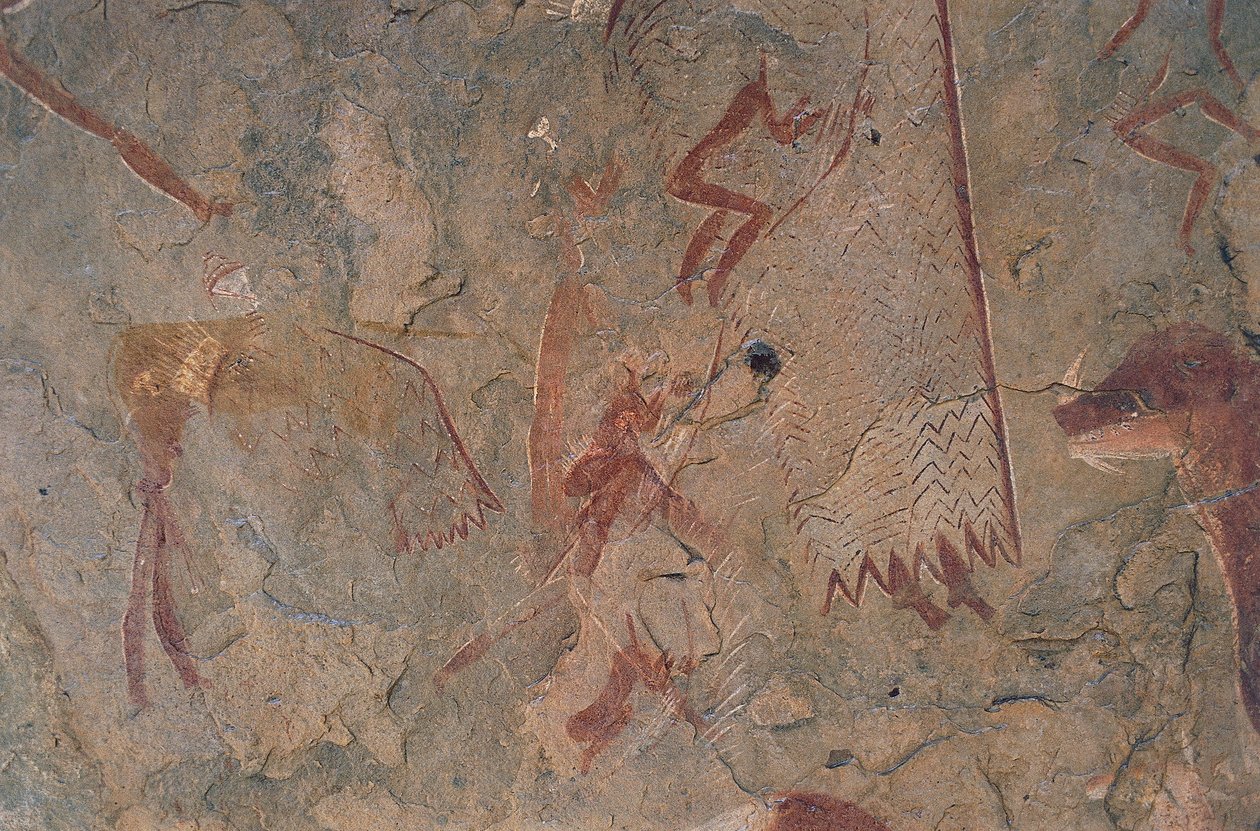 Menneske- og dyrefigurer (hulemaleri) af Prehistoric Prehistoric