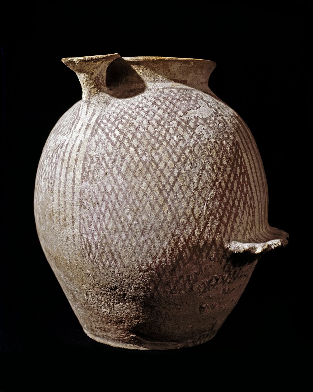 Prehistoire: polykrom keramikvase fra Jericho. 3000-2100 f.Kr. Amman, Arkæologisk Museum, Jordan af Prehistoric Prehistoric