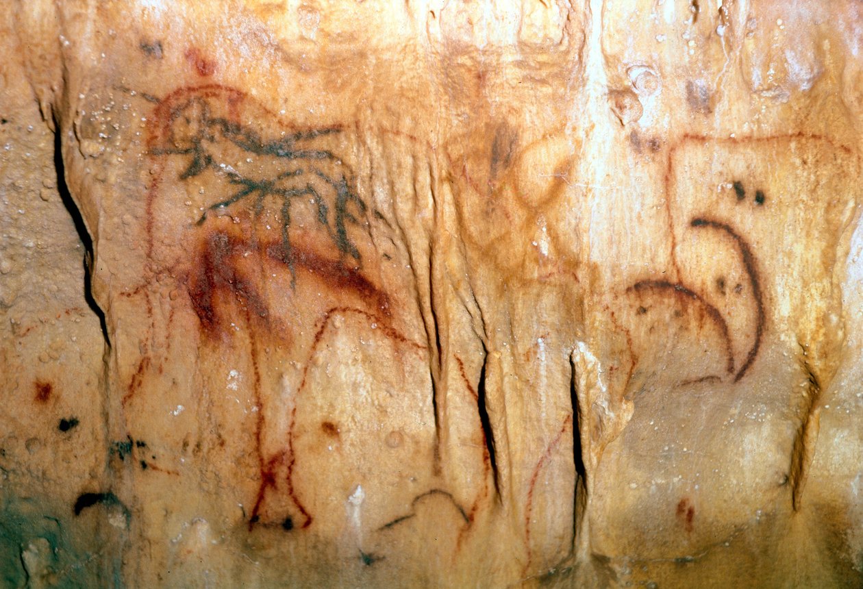Forhistorie: en såret mand (klippemaleri) af Prehistoric Prehistoric