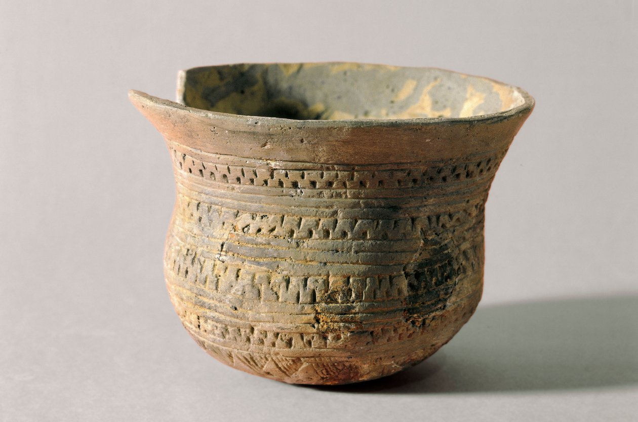 Forhistorie: vase i form af en klokke. Neolitisk (terracotta) af Prehistoric Prehistoric