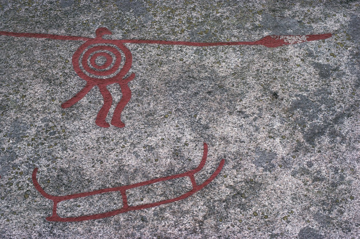 Sverige, Vastra Gotaland County, Nord for Bohuslan, Tanum (Tanumshede), klippemalerier af Prehistoric Prehistoric
