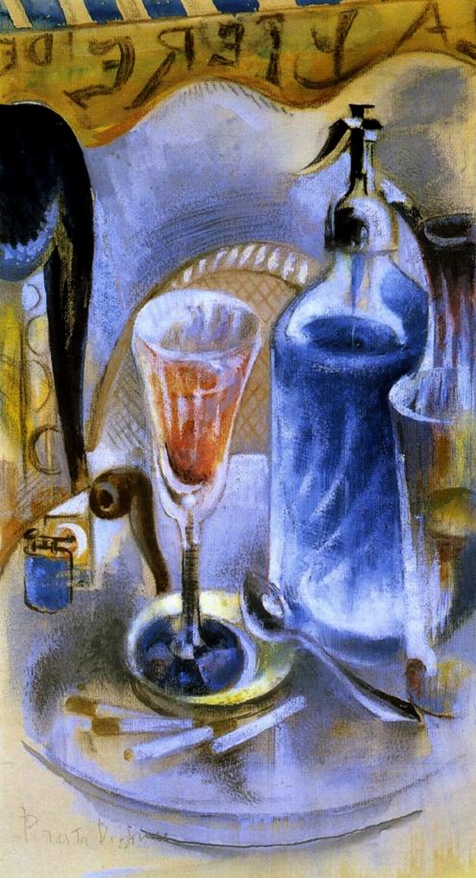 Stilleben med en sifon, ca. 1930 (wc, gouache, pastel og trækul på papir) af William Preston Dickinson