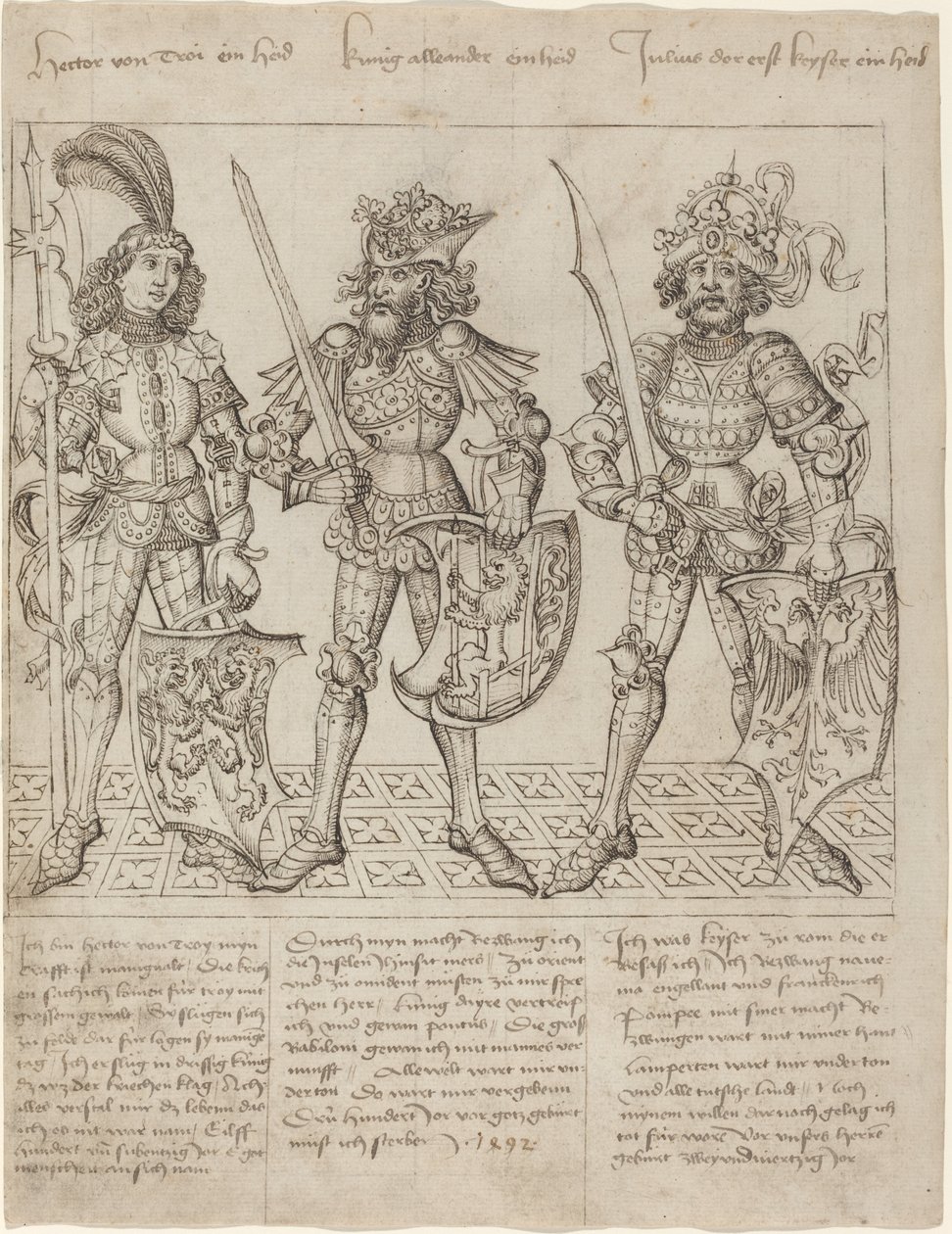Hector af Troja, Alexander den Store og Julius Cæsar af Primary Master of the Strassburg Chronicle