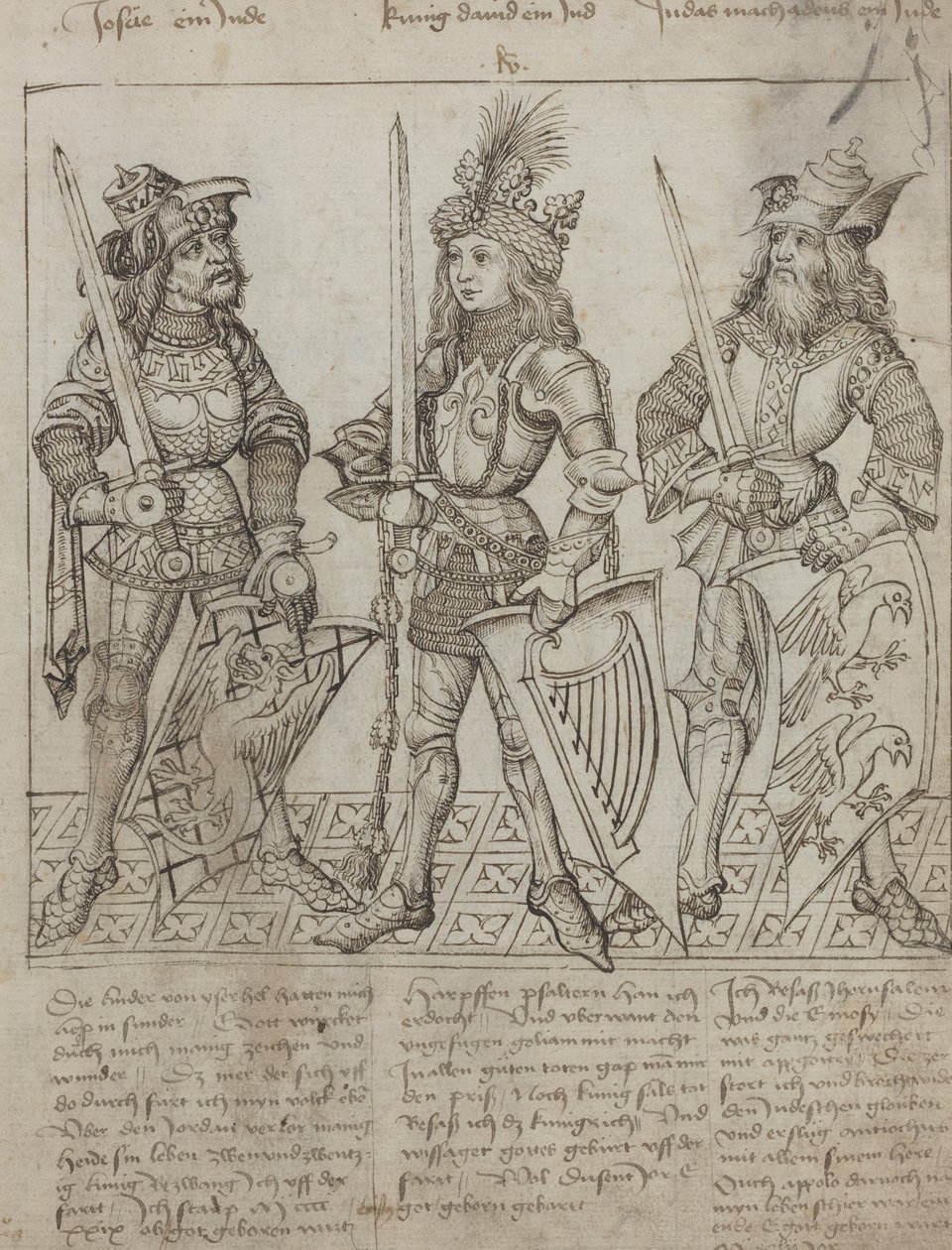 Joshua, Kong David og Judas Maqboose af Primary Master of the Strassburg Chronicle