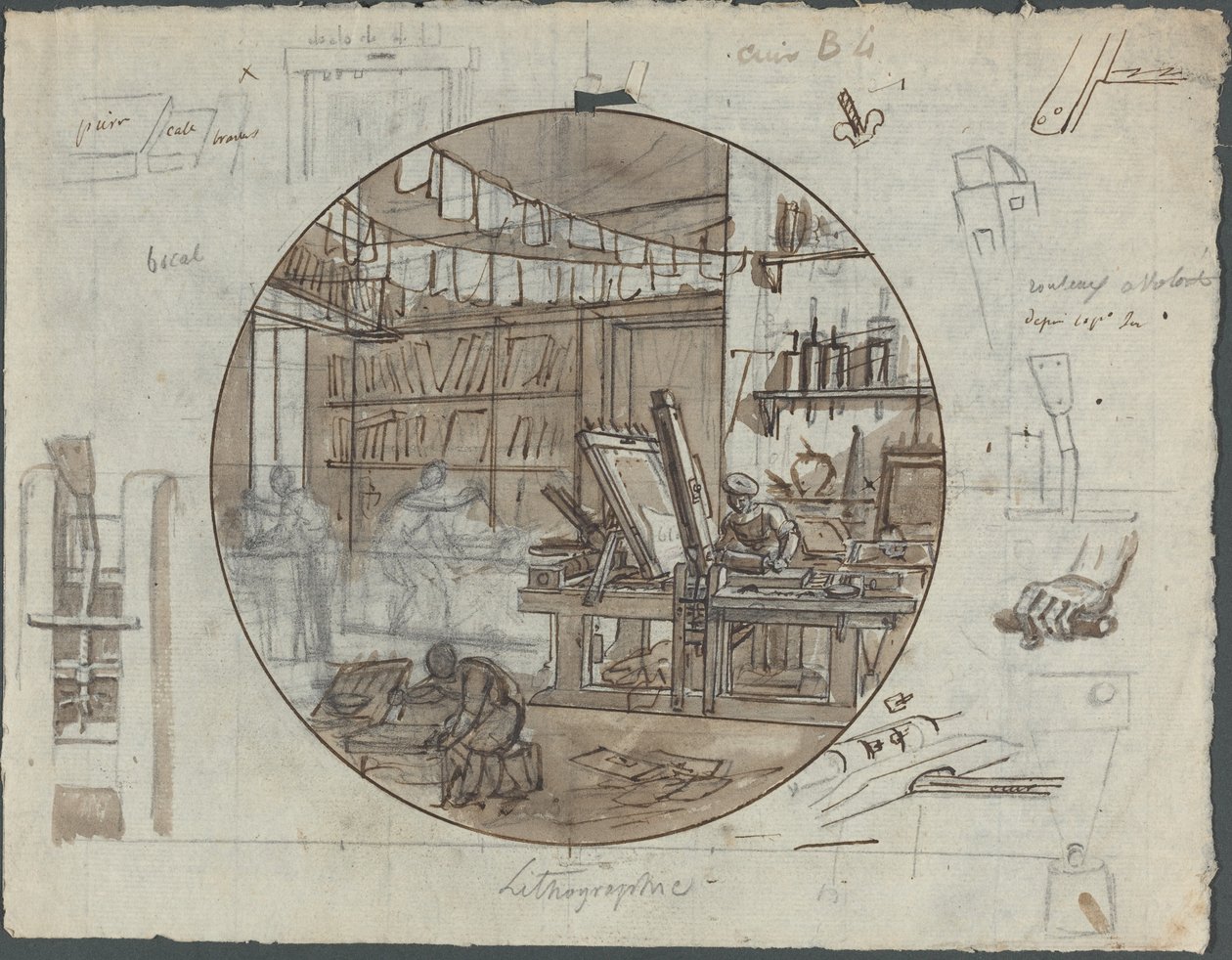 Litografisk værksted af Probably French 19th Century