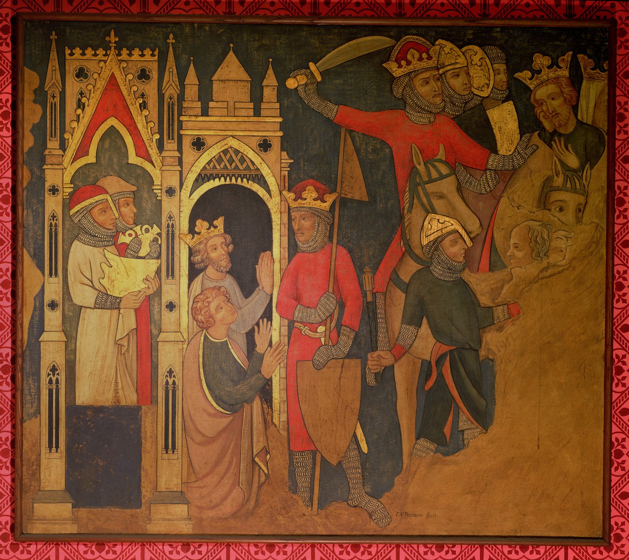Fangenskab af kong Jojakin af Israel, rekonstruktion af et vægmaleri oprindeligt i Painted Chamber of the Palace of Westminster af Professor Ernest Tristram