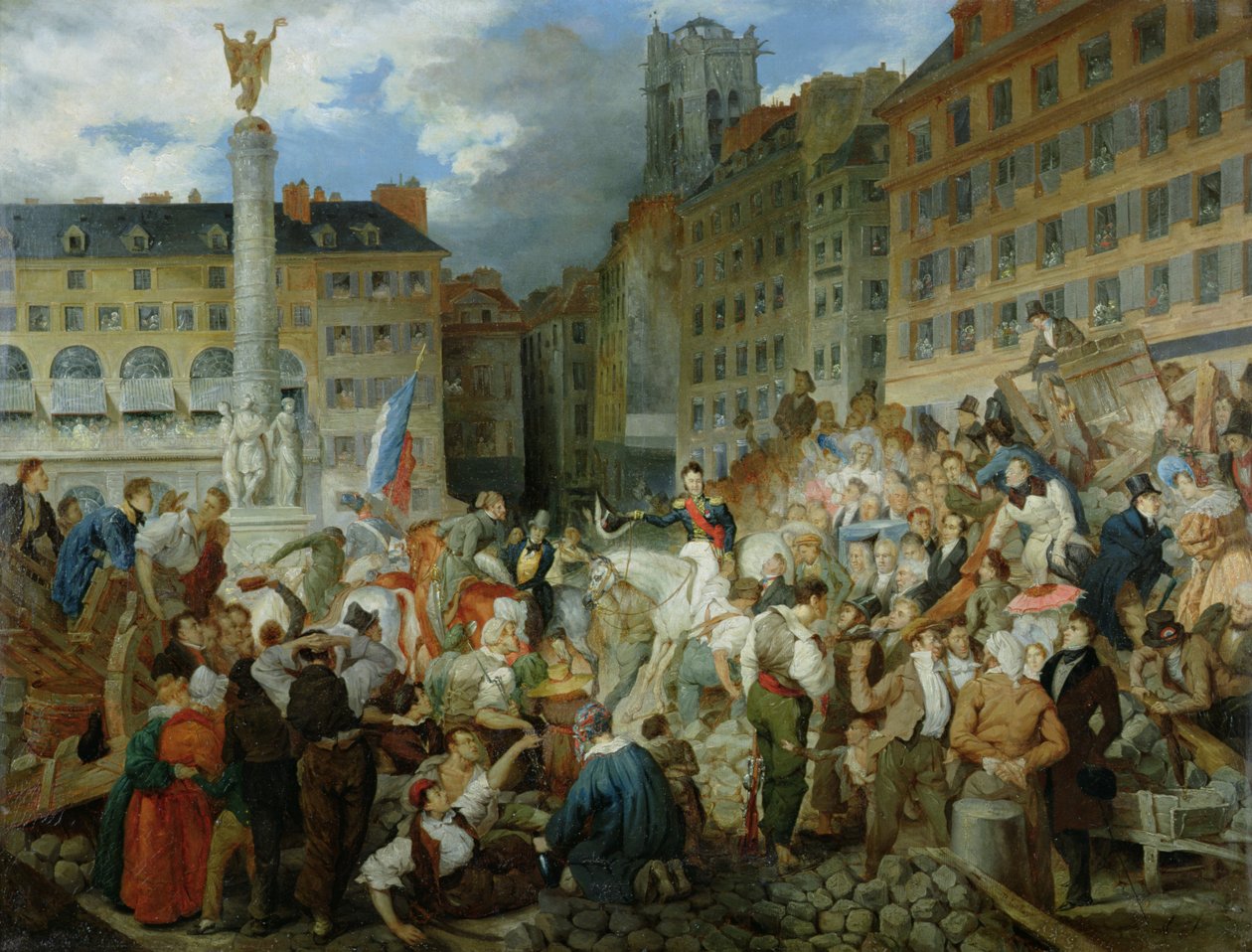 Hertugen af Orleans krydser Place du Chatelet den 31. juli 1830 af Prosper Lafaye or Lafait