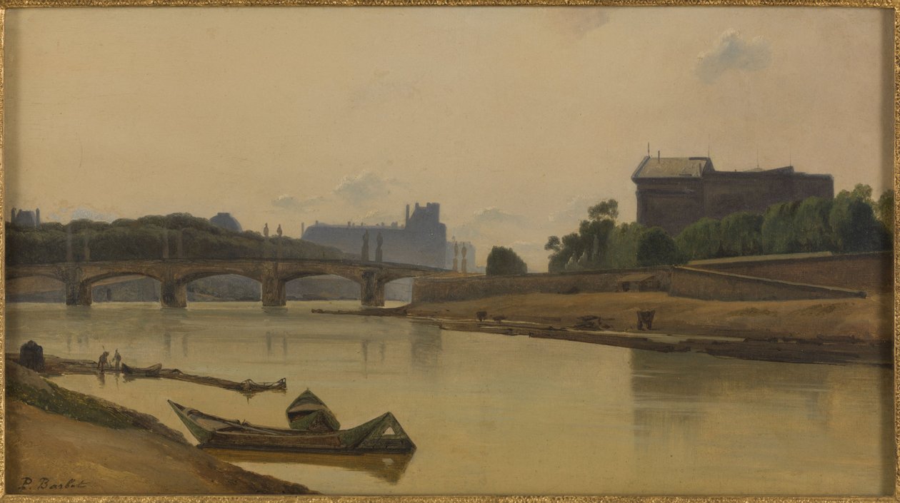 Le pont de la Concorde vu du quai de la Conférence, ca. 1830, ca. 1830 (olie på lærred) af Prosper Barbot