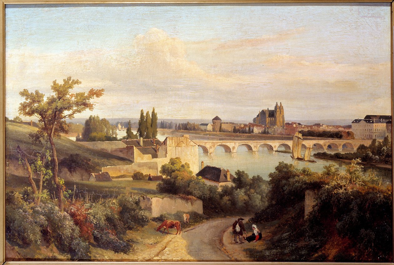 The Bridge of Tours i 1833 Maleri af Prosper Barbot (1798-1878) 1833 Nantes, Musee des Beaux Arts af Prosper Barbot