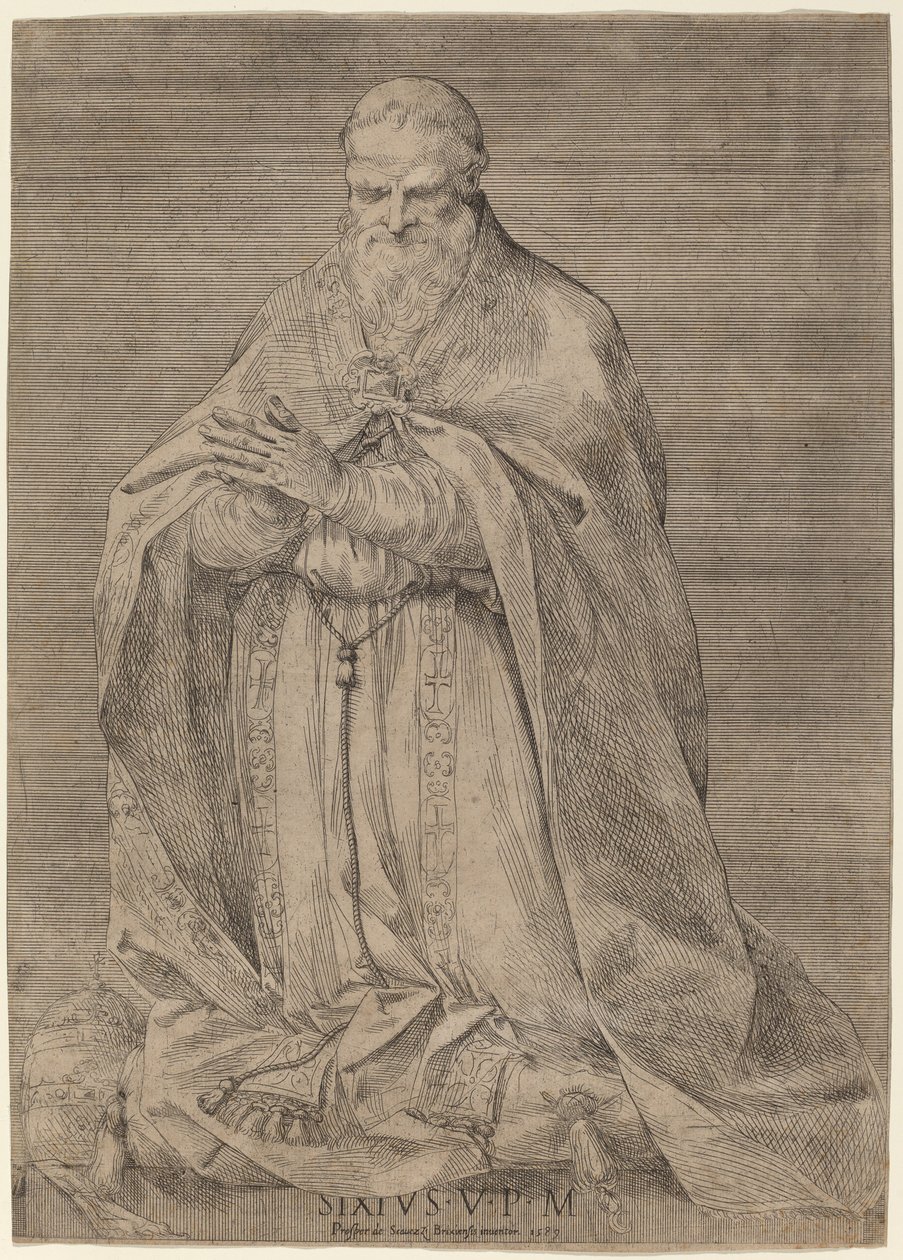 Pave Sixtus V af Prospero Bresciano, after Giuseppe Cesari