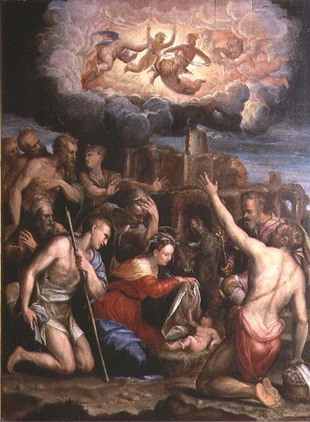 Tilbedelse af hyrderne af Prospero Fontana