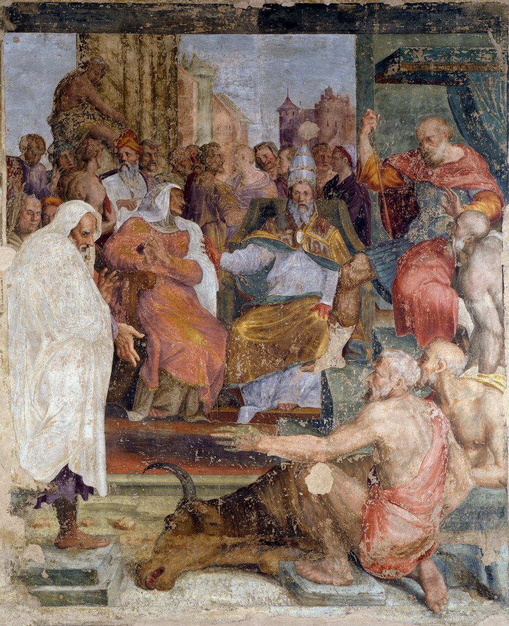 Pave Sylvester og kejser Konstantins historier, af Prospero Fontana (1512-1597), fresco, sal, Palazzina della Viola, Bologna, Emilia-Romagna, Italien af Prospero Fontana