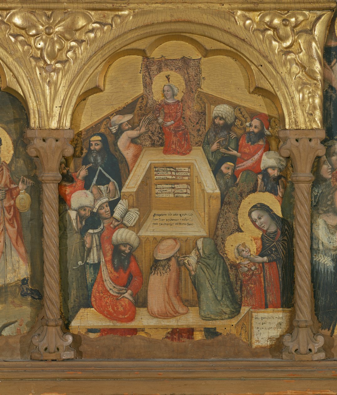 Polyptykon af Jomfruens Dormition, detalje af Jesus med lægerne (tempera på panel) af Pseudo Jacopino di Francesco