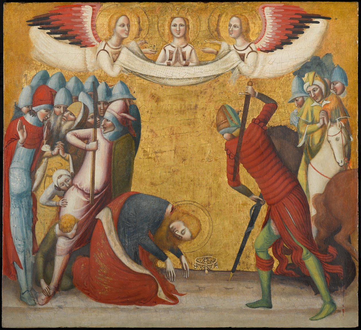 Halshugningen af den hellige Katarina af Alexandria, omkring 1325-1330 (tempera og bladguld på panel) af Pseudo Jacopino di Francesco