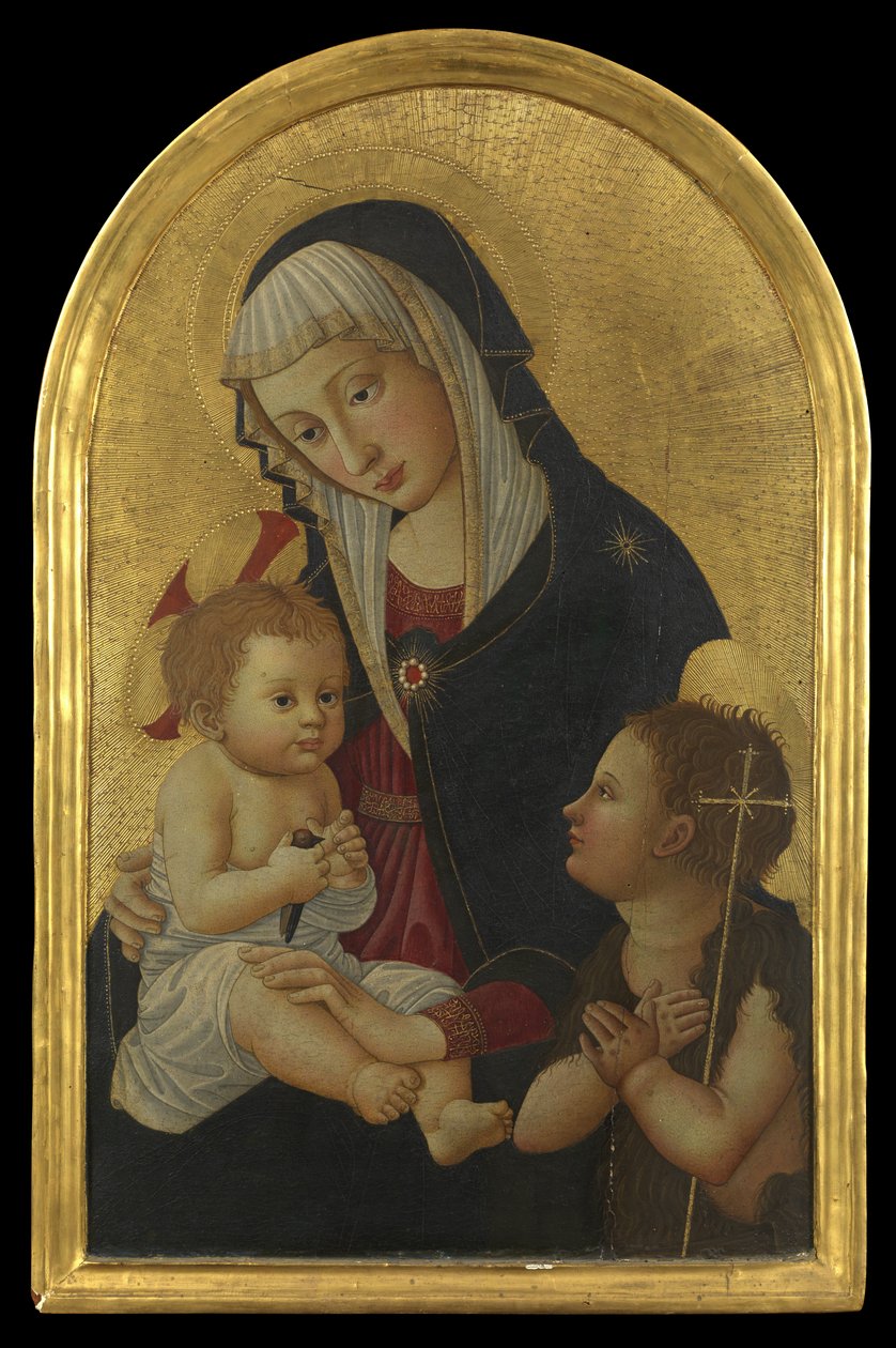 Jomfru og barn med en guldfink og spædbarnet Saint John, efter 1460 (tempera på panel) af Pseudo Pier Francesco Fiorentino