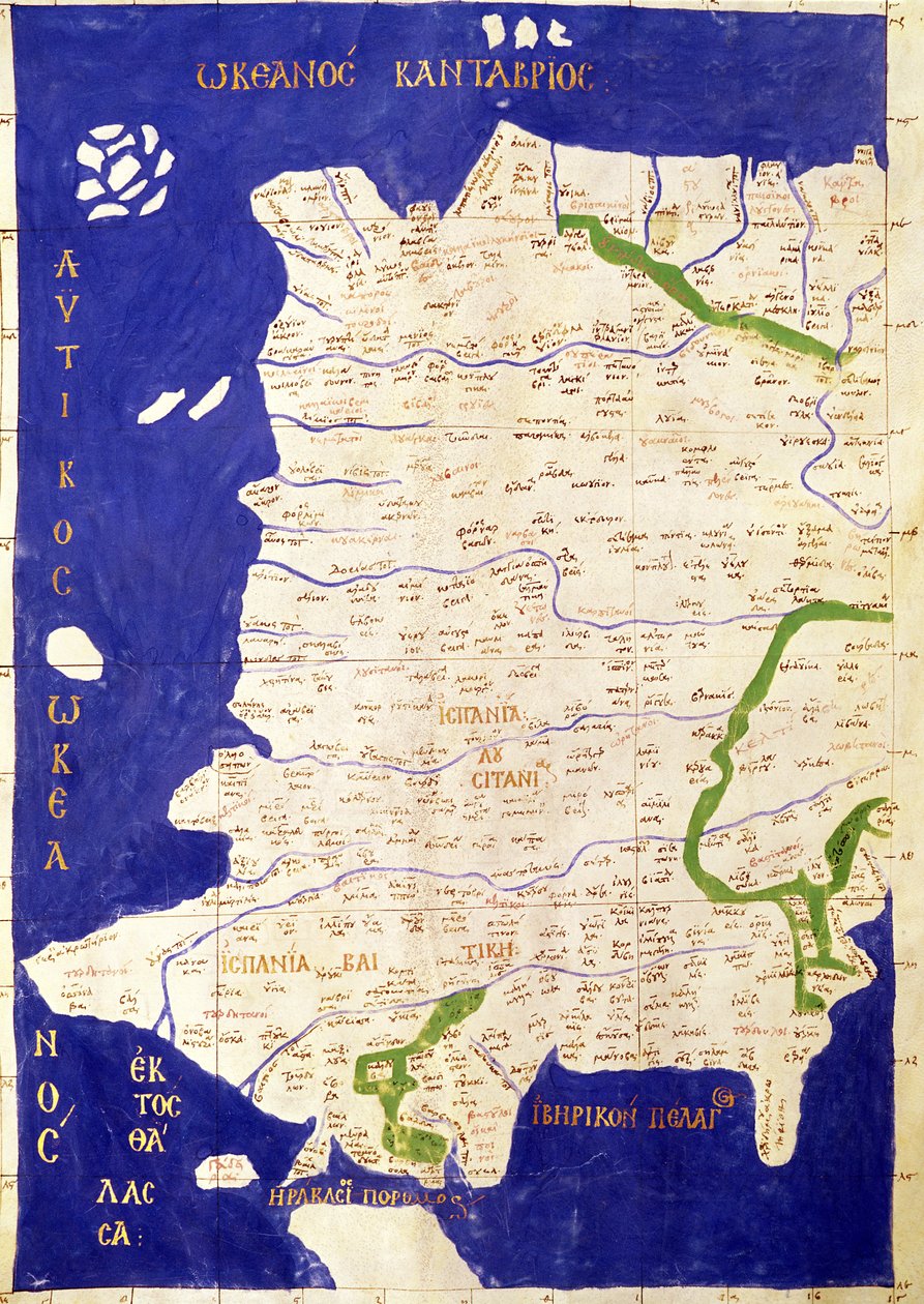 Kort over Spanien og Portugal, fra 