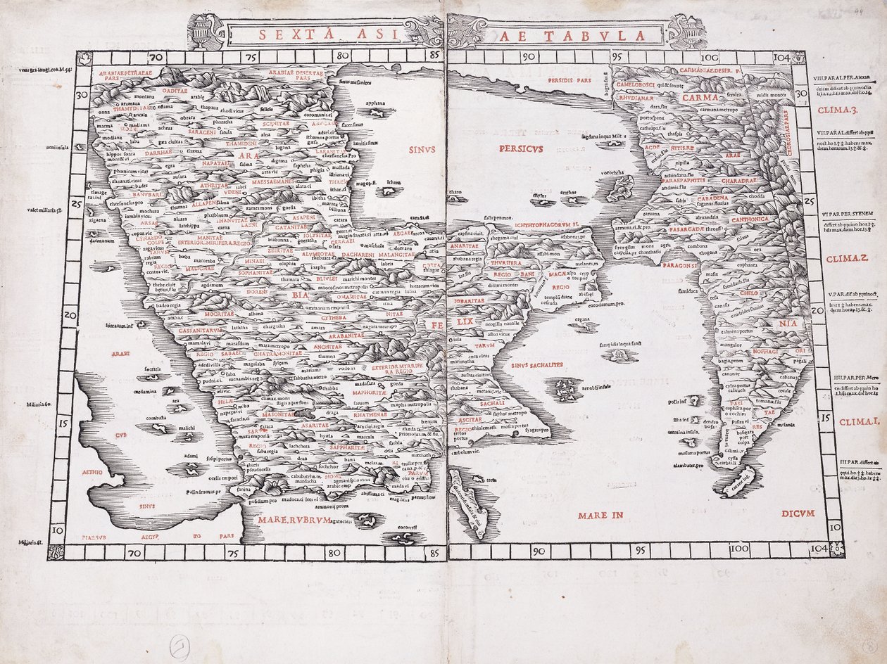 Det sjette kort over Asien af Ptolemy