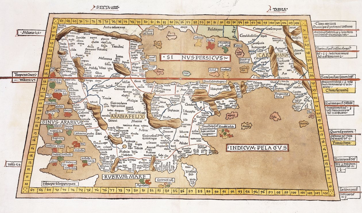 Sjette Asie Tabula, 1541 af Ptolemy