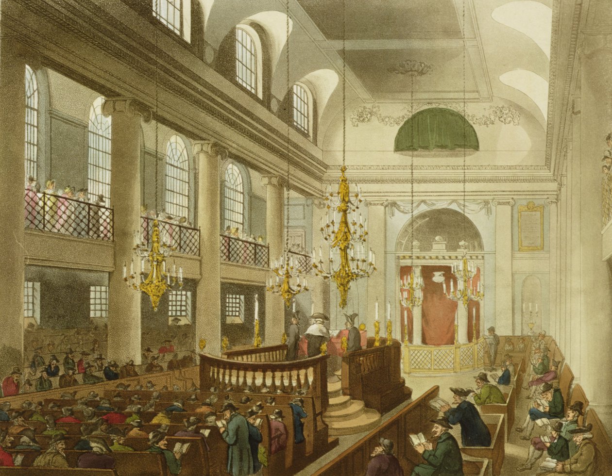 Synagogen, Dukes Place, Houndsditch, fra Ackermann