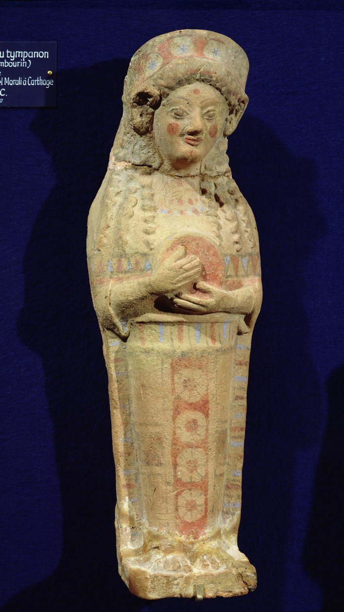 Statuette af en musiker (polykrom sten) af Punic