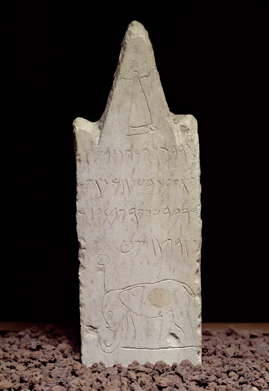 Votivstele med en elefant, fra Karthago, 3.-2. århundrede f.Kr. (kalksten) af Punic