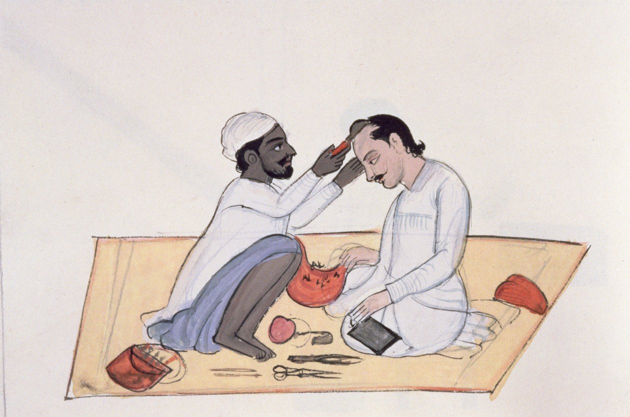 Barber, ca. 1890 (wc på papir) af Punjabi School