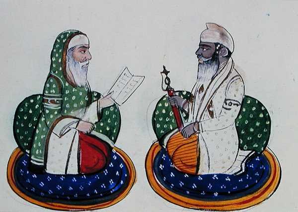 Fakir Nur-ud-din og Sardar Atar Singh, ca. 1890 (akvarel på papir) af Punjabi School